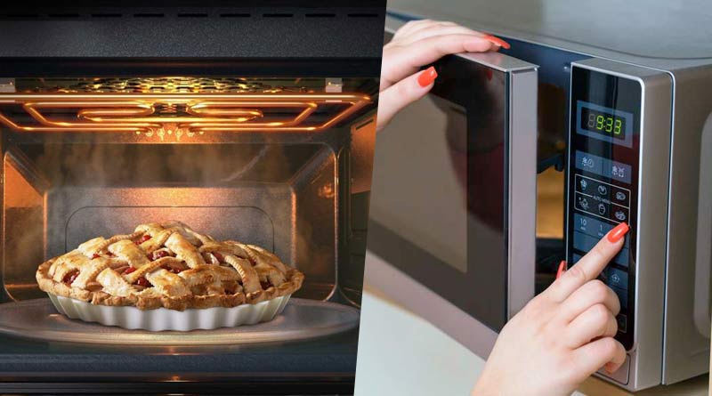 How does a microwave oven heat food?